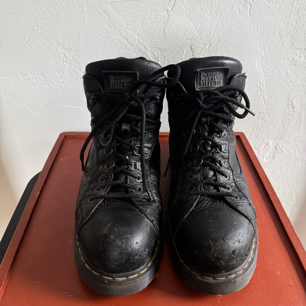 Dr. Martens Black Steel Toe Safety Shoe Chunky Lace Up Work Industrial Boots 12M - Picture 5 of 12